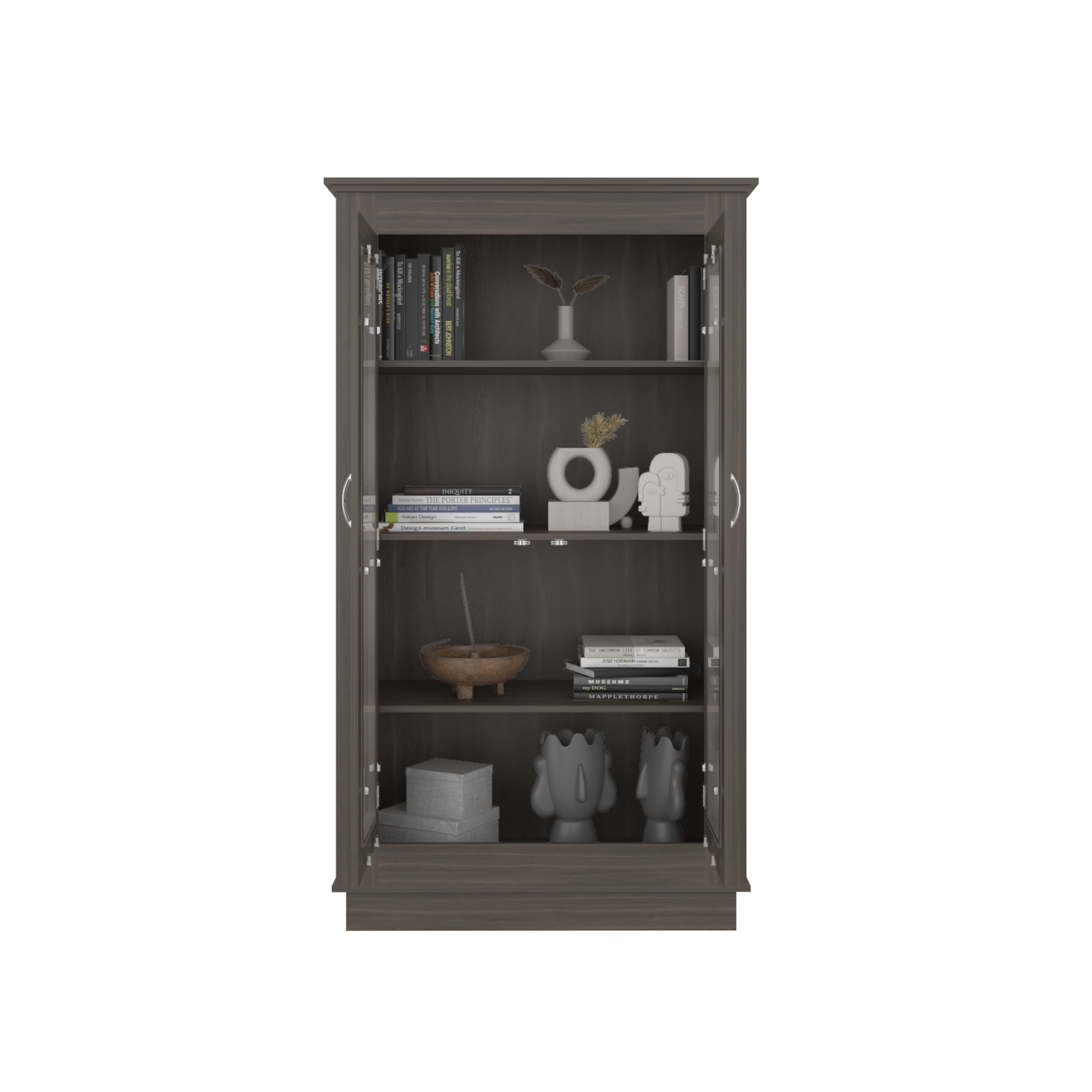 Mueble Multiusos Nereida, Avellana, con Dos Puertas Abatibles y Múltiples Entrepaños