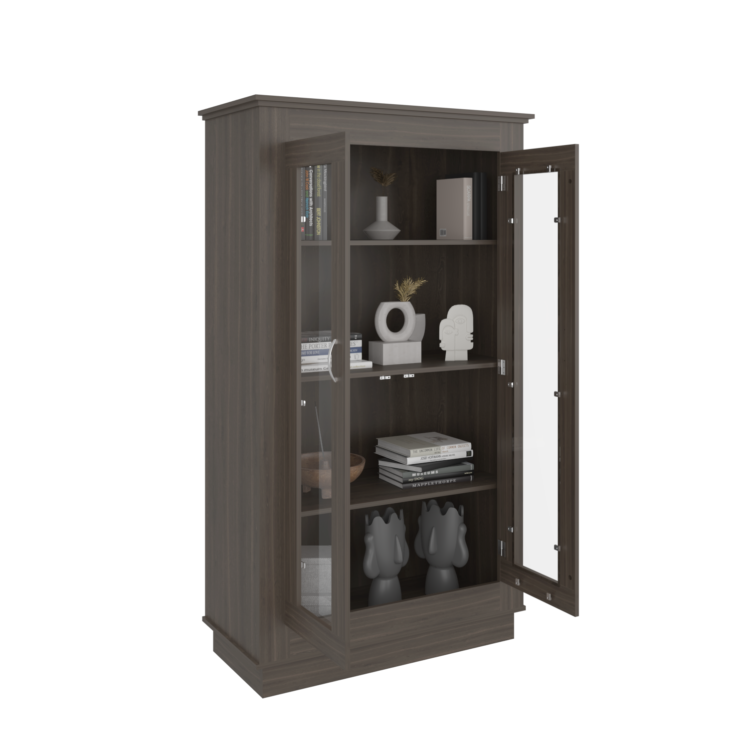 Mueble Multiusos Nereida, Avellana, con Dos Puertas Abatibles y Múltiples Entrepaños