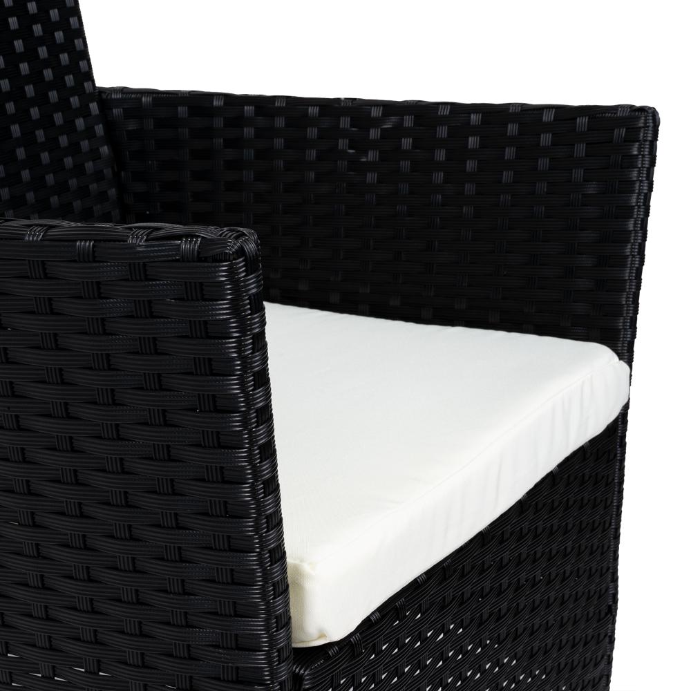 Juego de Sala Exterior Zafiro, Negro y Blanco, con Dos Sillas de Una Plaza y Una Silla de Dos Plazas