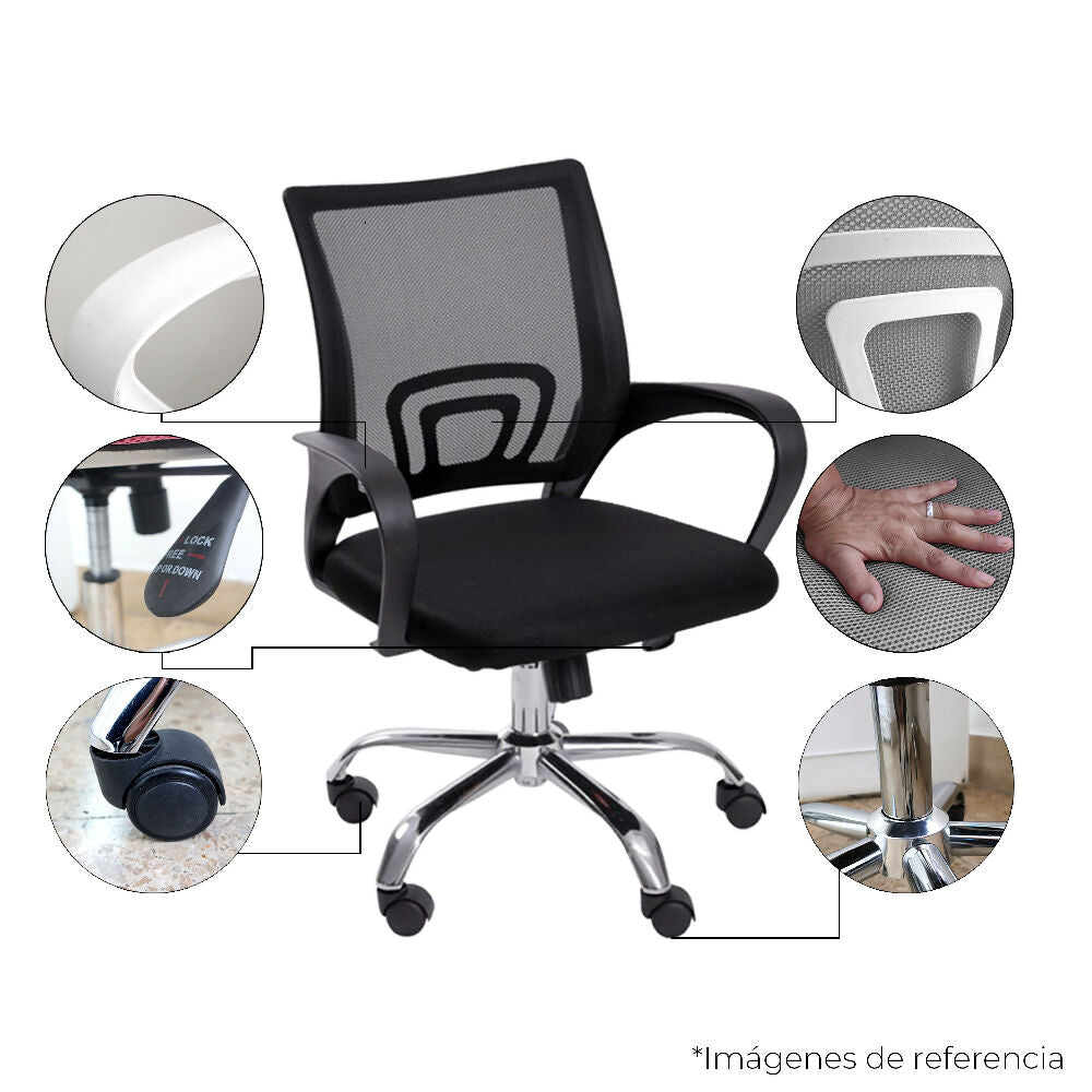 Kit Por 2 Silla Para Oficina Escritorio - Negro
