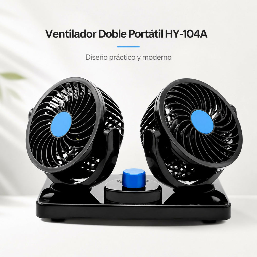 Ventilador Doble Para Carro 12V HY-104A Con Cabezales Ajustables 360°