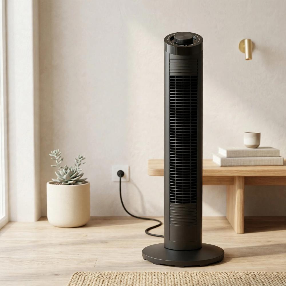 Ventilador De Torre Ventus 32, Negro,  3 velocidades con función de oscilación