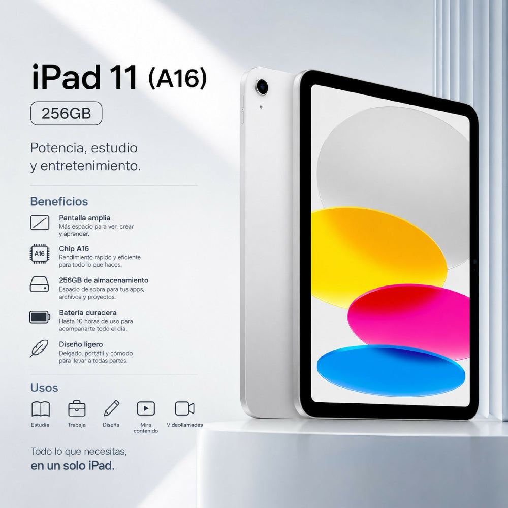 Tablet Apple IPad 11 Pulgadas 256gb A16 + Obsequio Smartwatch Y Audífonos Plateado