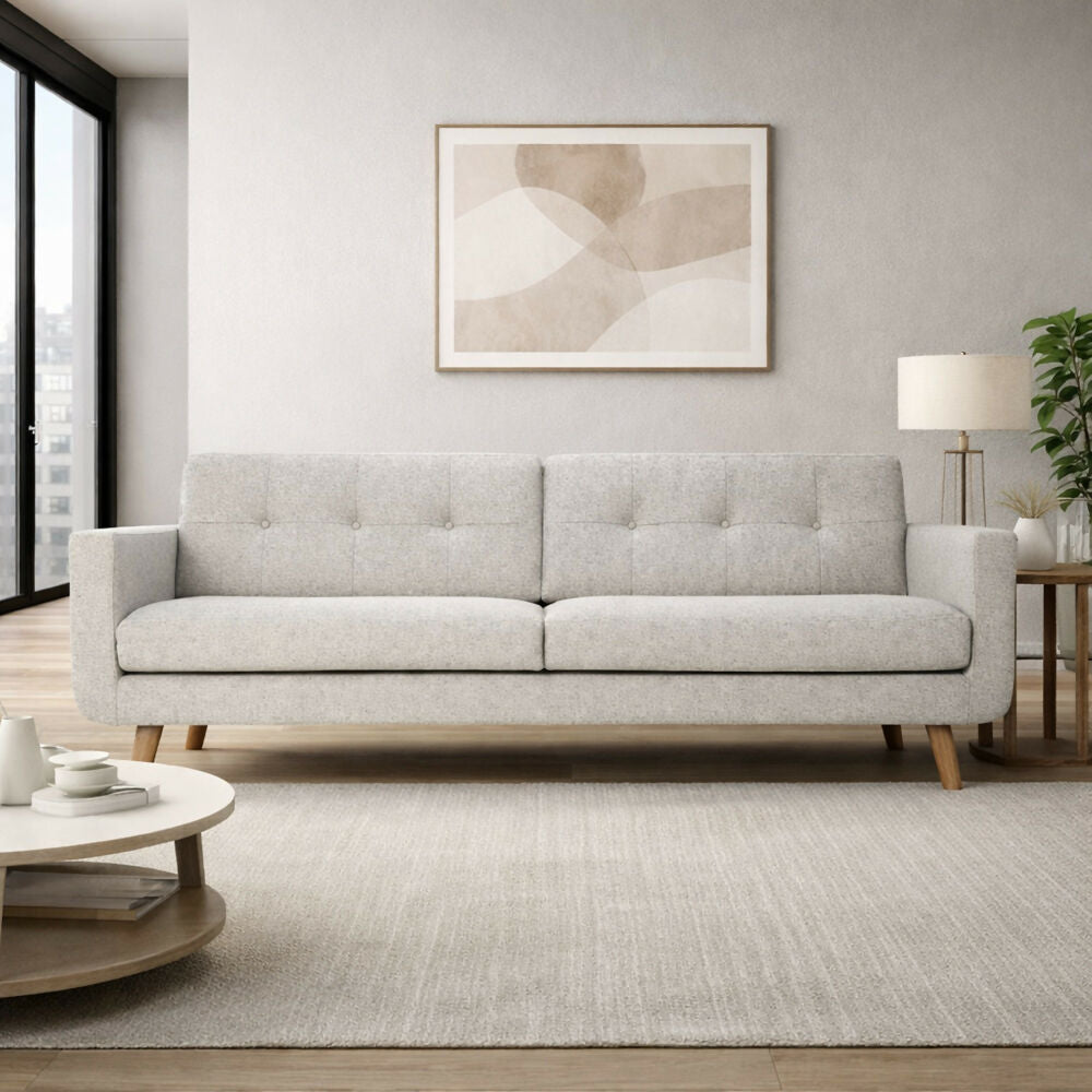 Sofa Deluxe 2 Puestos Tela Gris Claro