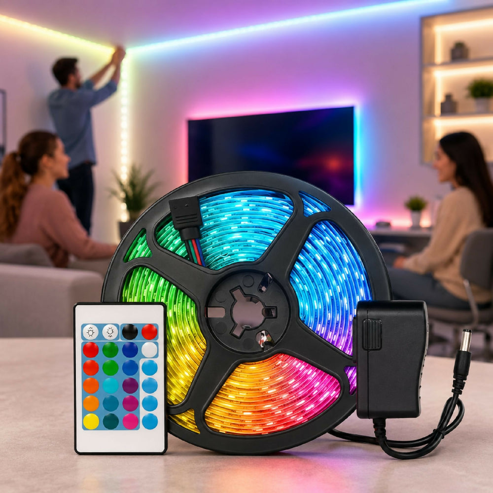 Cinta LED De 10 Metros Multicolor RGB Tira Flexible Autoadhesiva Para Decoración