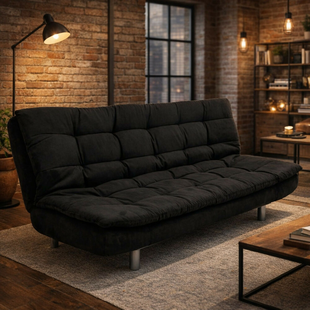 Sofa Cama Sierra 3 Puestos Tela Negro