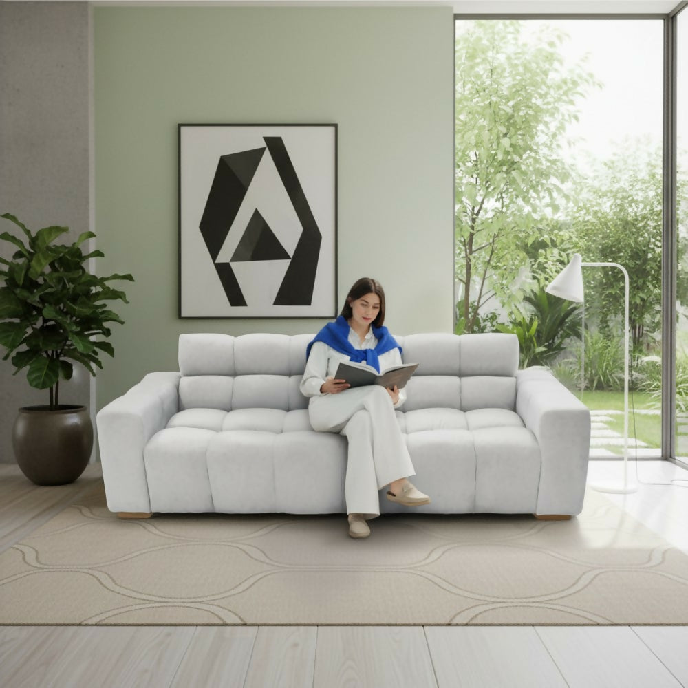 Sofá Cama Reclinable 3 posiciones Miami 228x91x78 Tela Plata