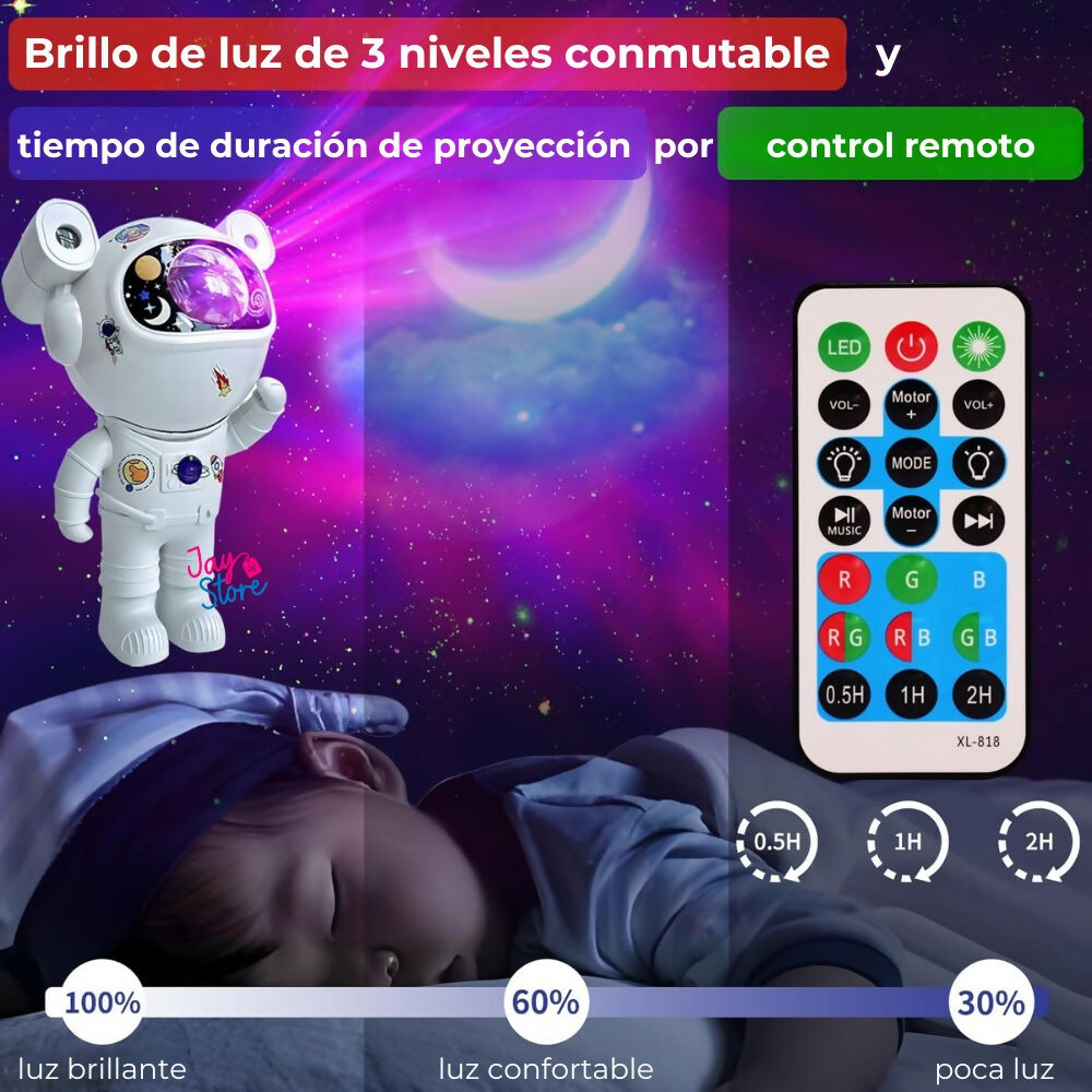 Proyector de Galaxias Nebulosas Astronauta Parlante Bluetooth