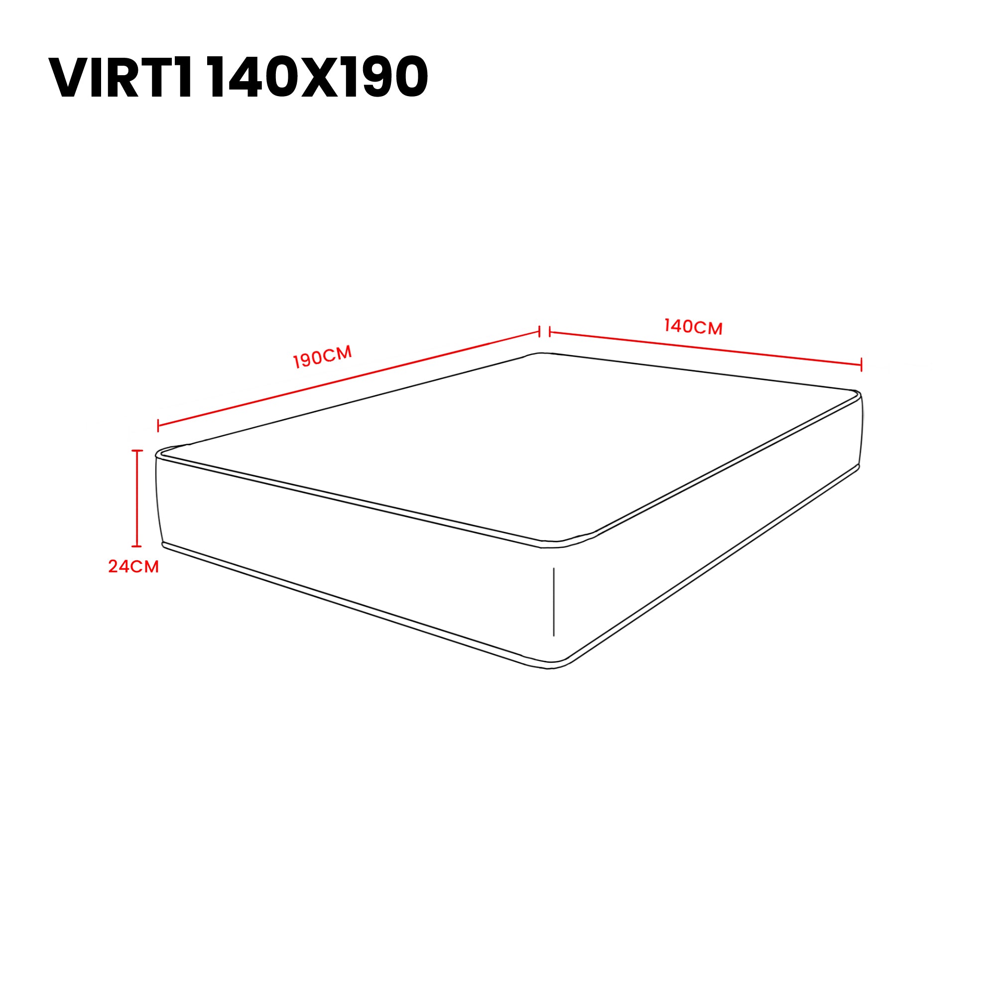 Combo para Habitación Cain, Incluye Base Cama Doble y Colchón