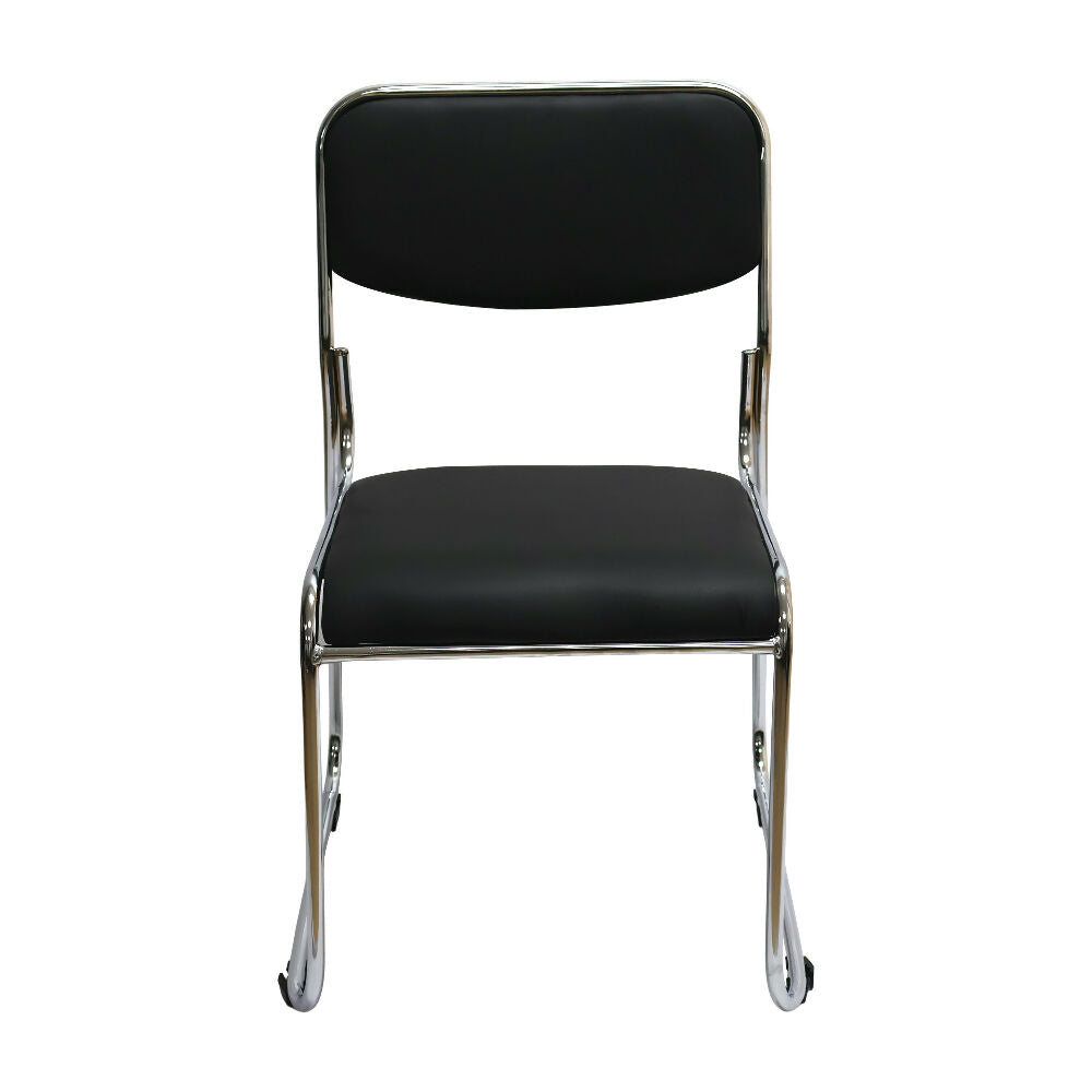 Silla Interlocutora Fija de Oficina Dubai Negra Cromada