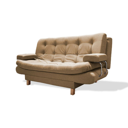 Sofacama Marti 3 Posiciones Con Brazos Extraíbles Camel + Cojines