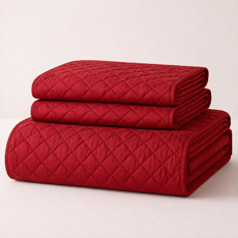Colcha semidoble doble faz roja azul