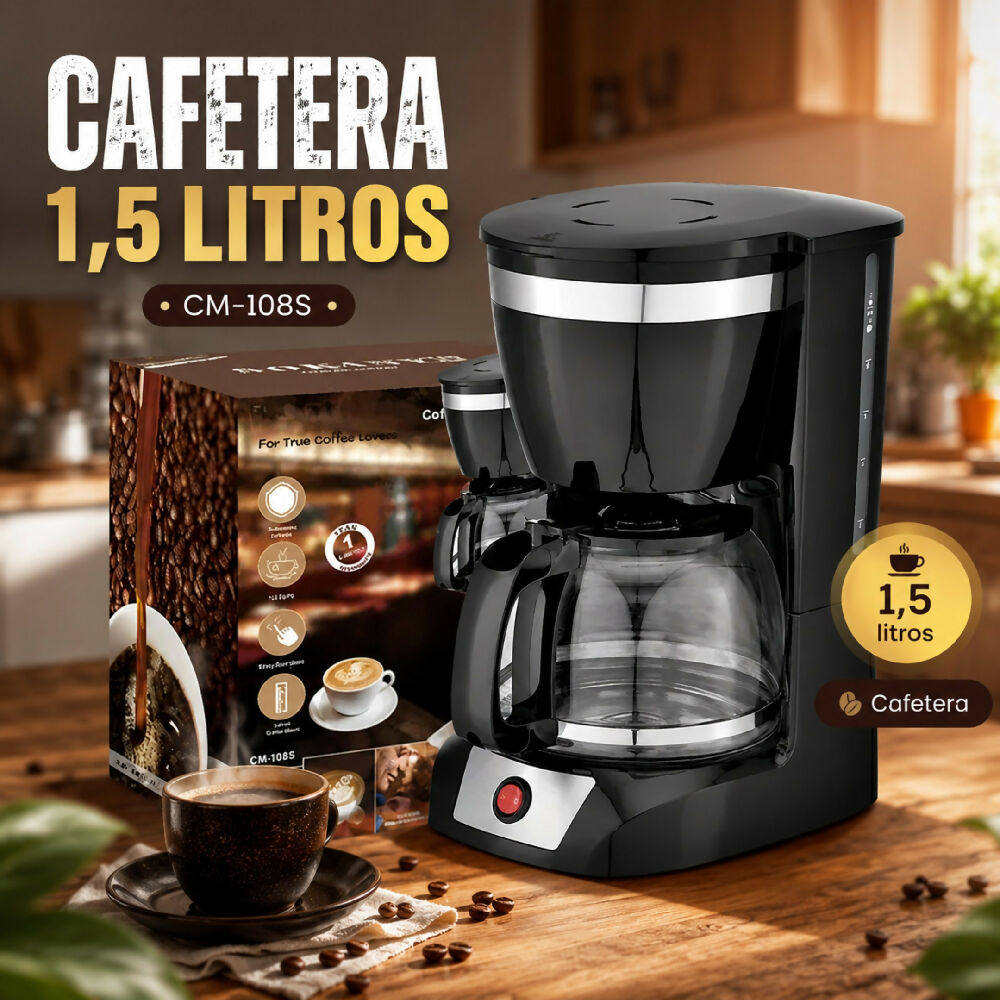 Cafetera Electrica Anti Goteo 1.5 Litros CM-108S Maquina De Cafe