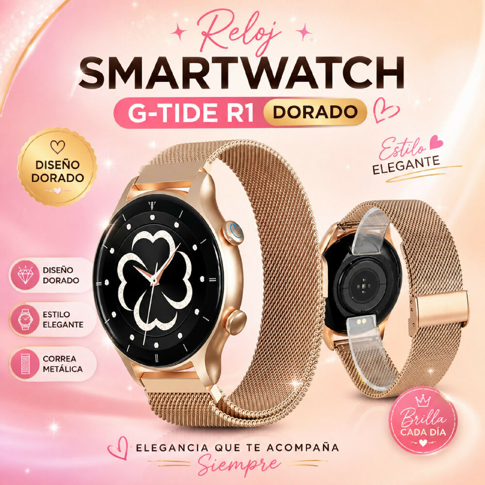 Smartwatch G-Tide R1 Dorado Reloj Inteligente Con Llamadas Bluetooth