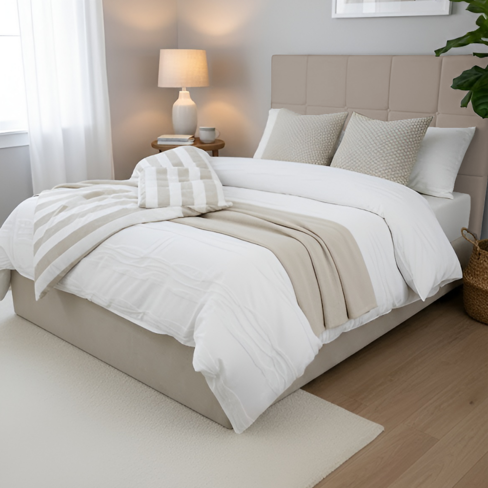 Cama Tapizada Formosa Chocolate en madera