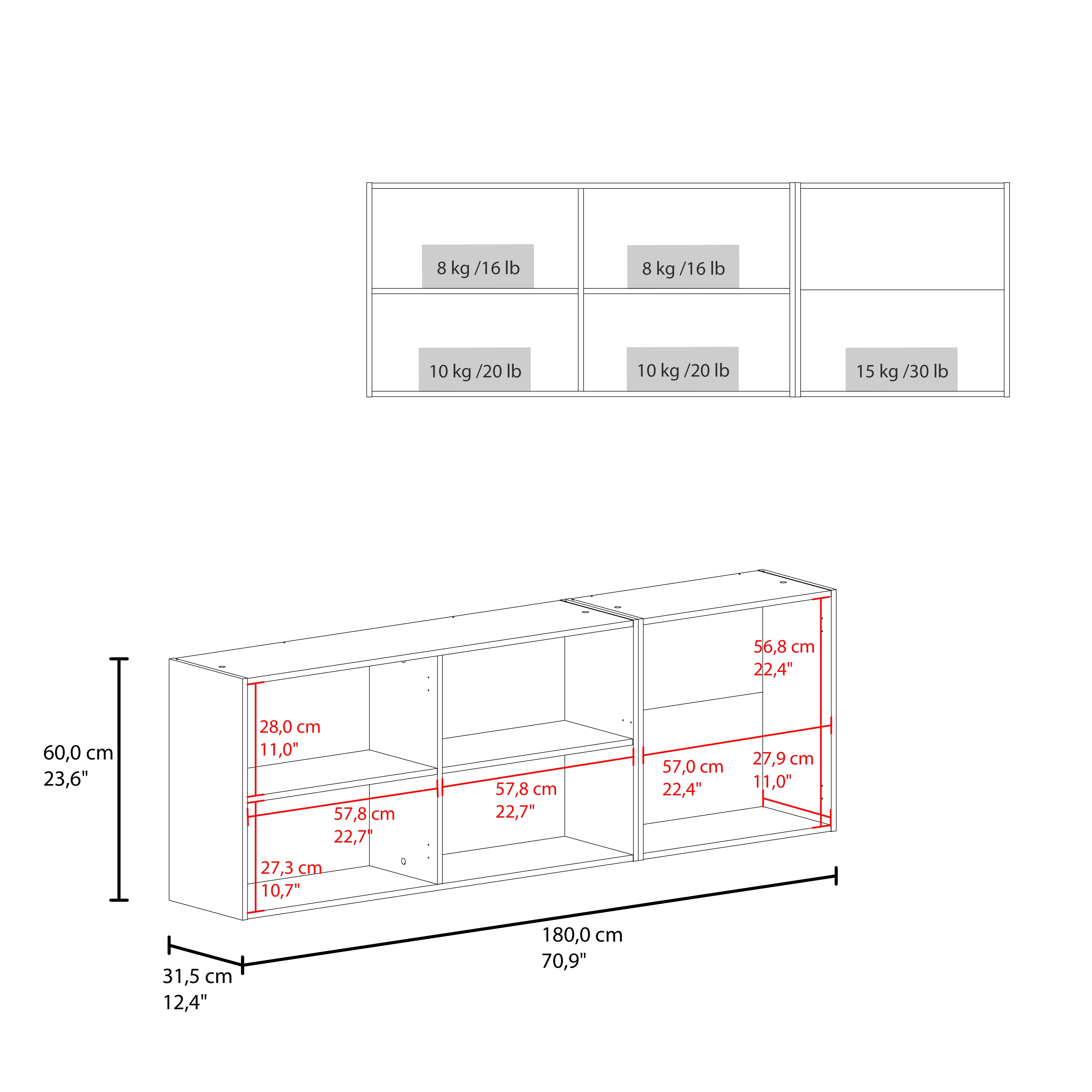 Gabinete Superior Oceana 180, Wengue, con Cinco Puertas Batientes ZF