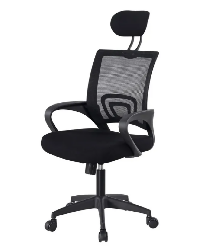 Silla Ergonomica Oficina Malla Con Cabecero Negra