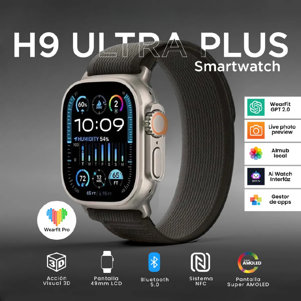 Smartwatch H9 Ultra Plus Mobulaa Bluetooth Reloj Inteligente Tipo Con Pantalla Grande, Llamadas Y Notificaciones