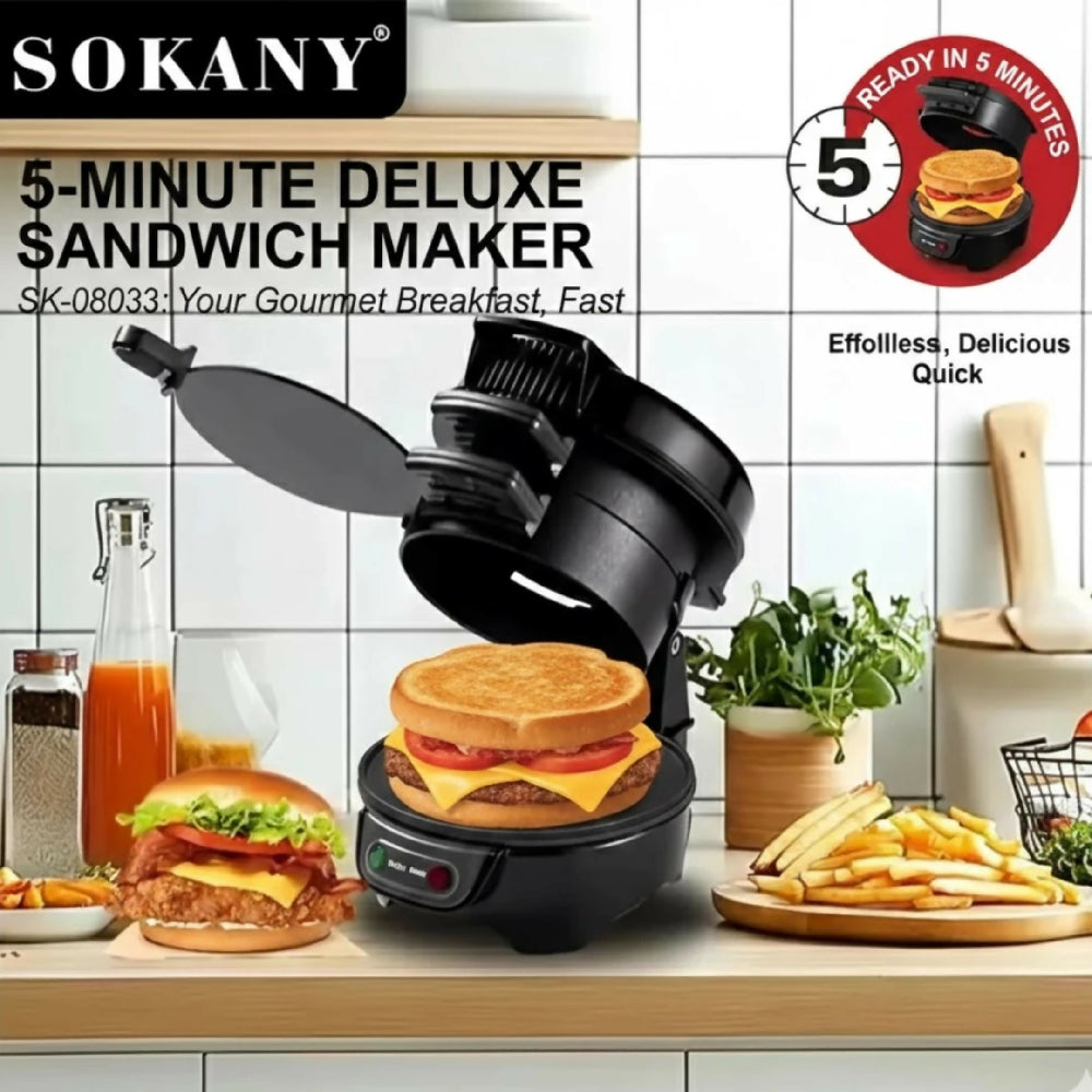 Máquina Para Hamburguesas Sokany SK-08033 De 800W Con Placas Antiadherentes