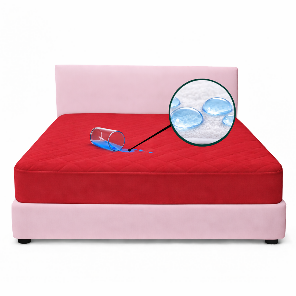 Protector colchon king antifluido rojo 200x200cm