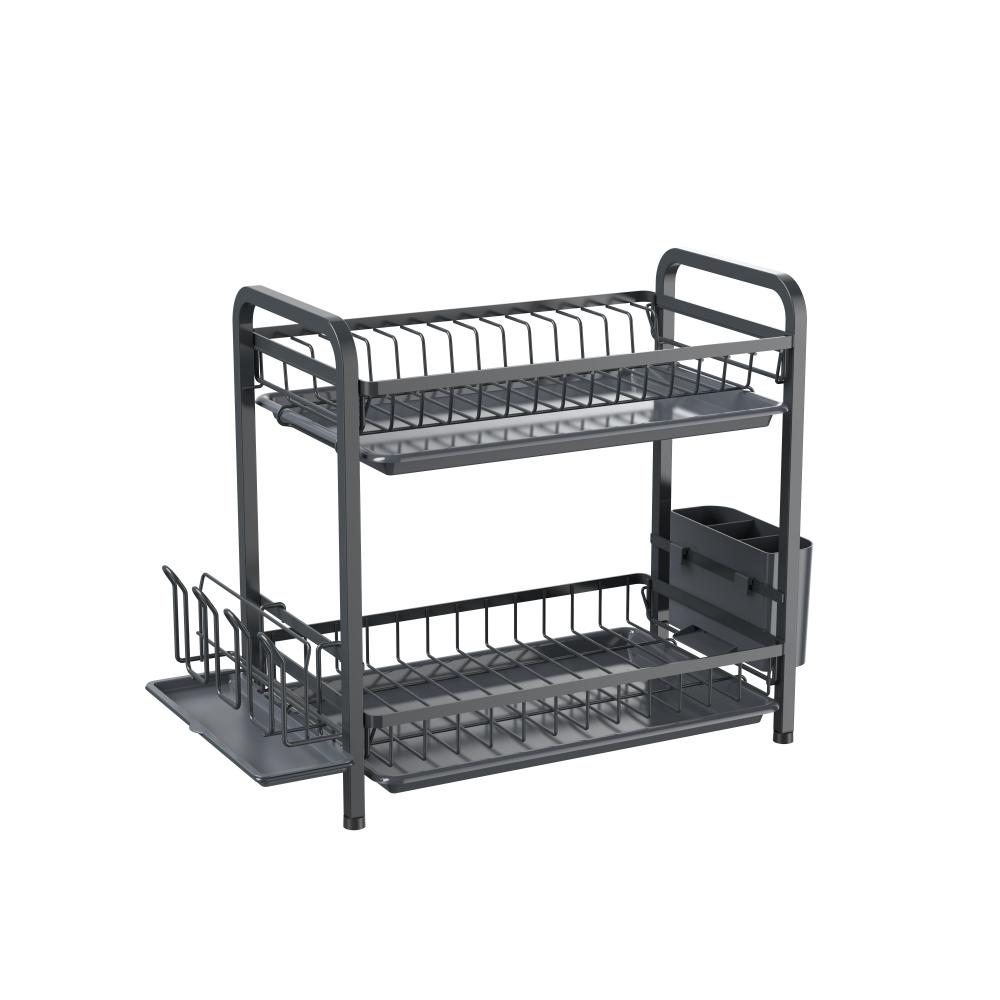 Escurridor De Platos Clarity, Negro, Metalico de 2 niveles