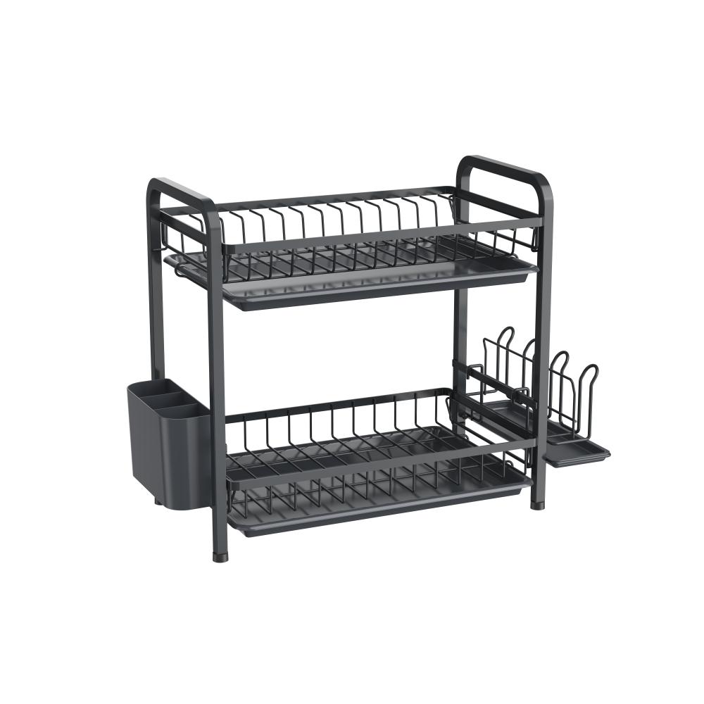 Escurridor De Platos Clarity, Negro, Metalico de 2 niveles