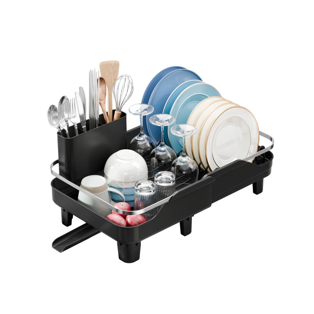 Escurridor De Platos Pureza, Negro, Metalico Cromado Expandible