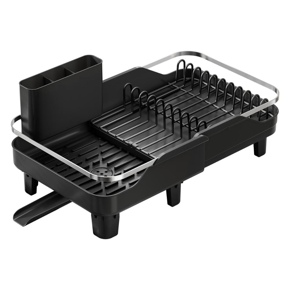 Escurridor De Platos Pureza, Negro, Metalico Cromado Expandible