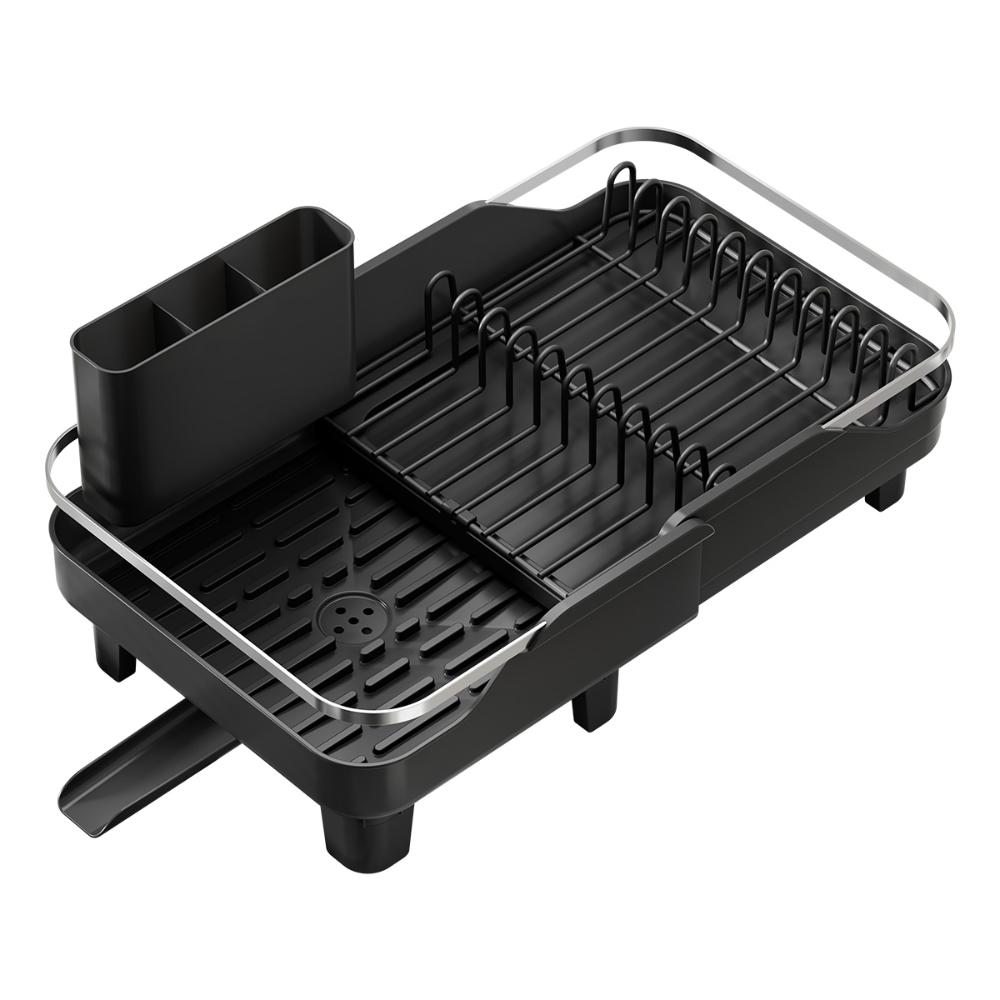 Escurridor De Platos Pureza, Negro, Metalico Cromado Expandible