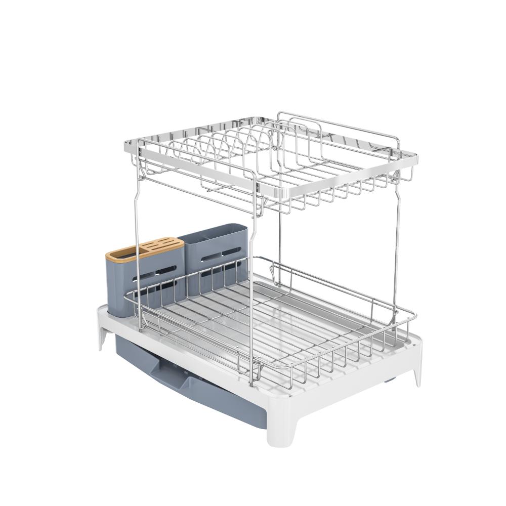 Escurridor De Platos Expandible Frescura, Gris y Blanco, en acero inoxidable