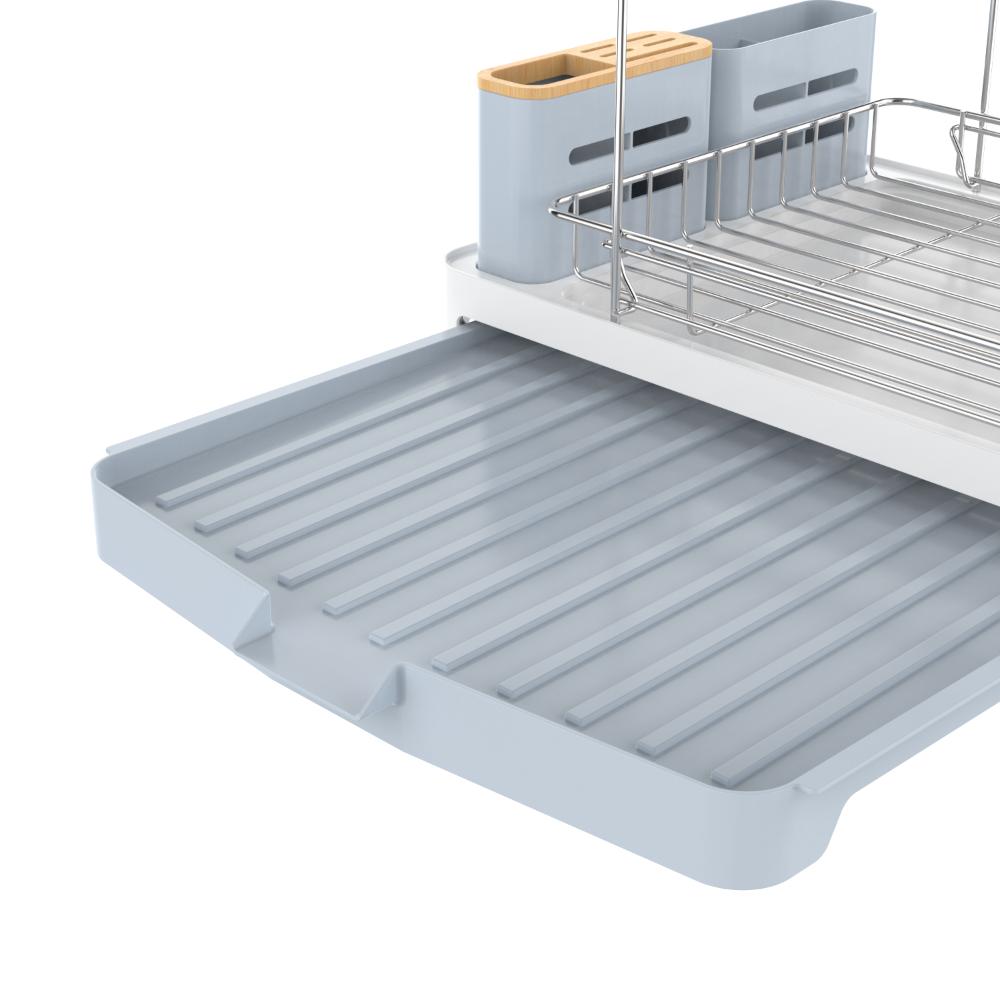 Escurridor De Platos Expandible Frescura, Gris y Blanco, en acero inoxidable