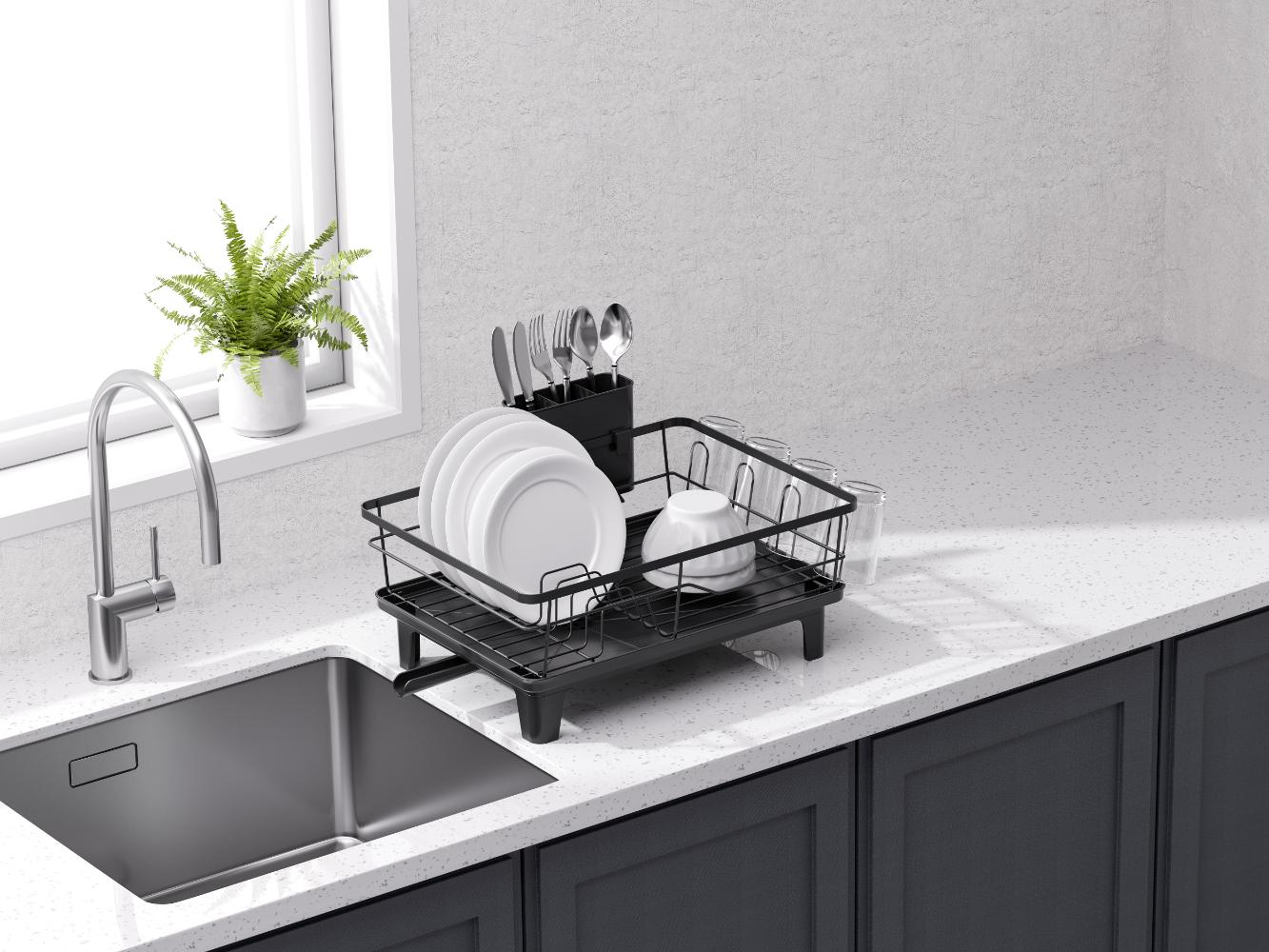 Escurridor De Platos Drip, Negro, Metalico