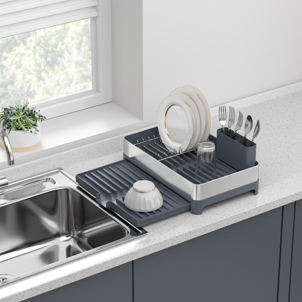 Escurridor De Platos Secovia, Azul y Gris Metalizado, Expandible