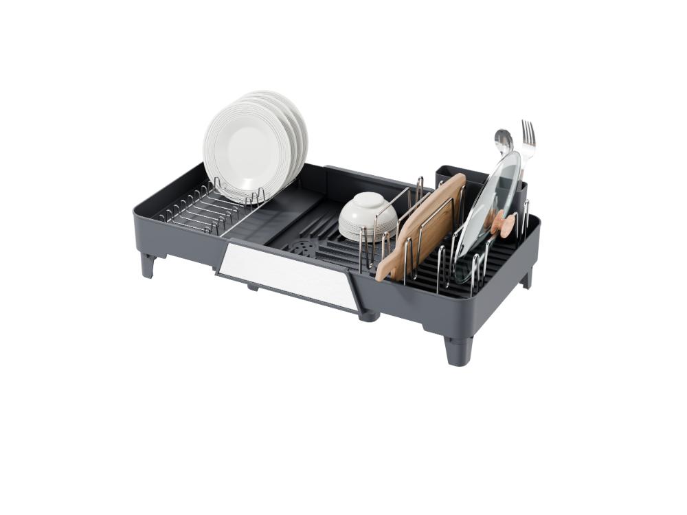 Escurridor De Platos Aquira, Gris Oscuro, Expandible con escurridor