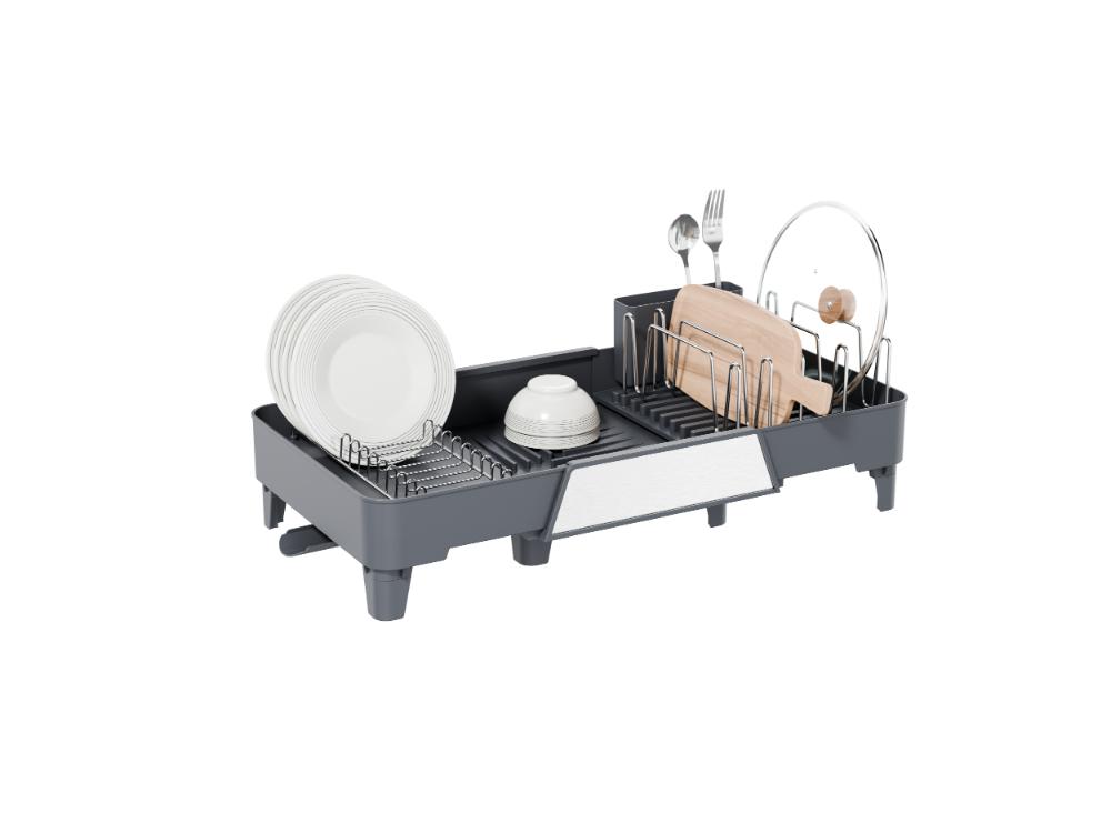 Escurridor De Platos Aquira, Gris Oscuro, Expandible con escurridor