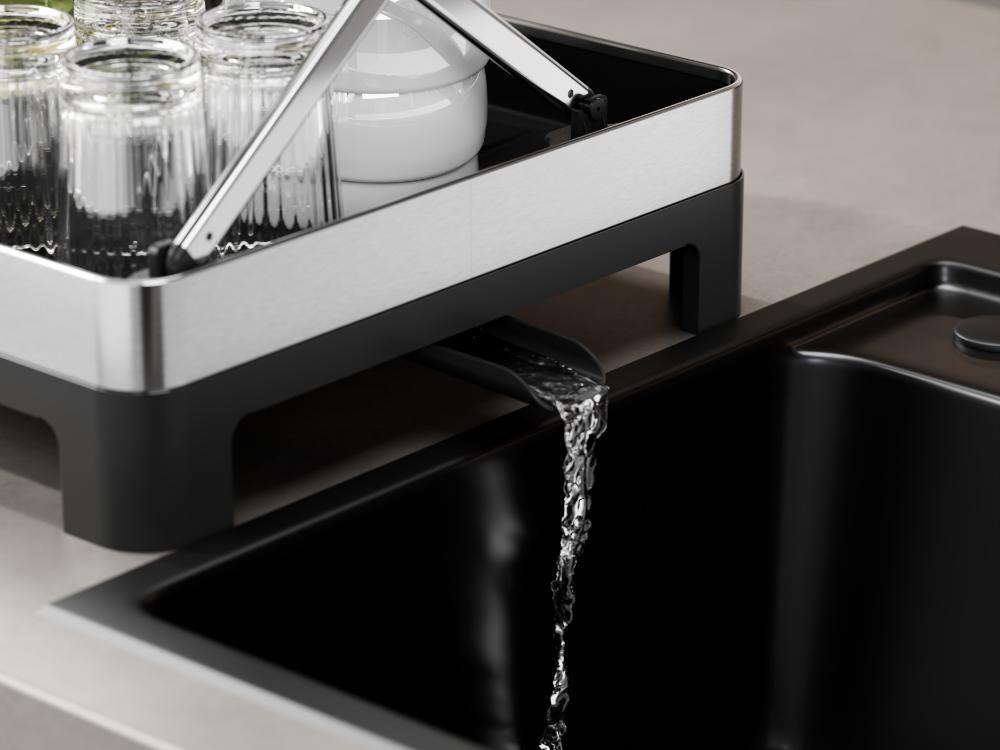 Escurridor De Platos Plegable Vitalia, Negro y Gris, en forma de X Metalizado
