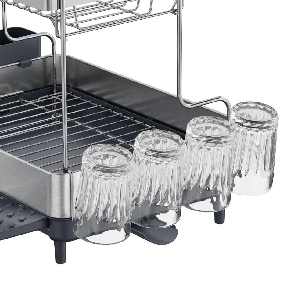 Escurridor De Platos Zenora, Gris Oscuro, de 2 niveles