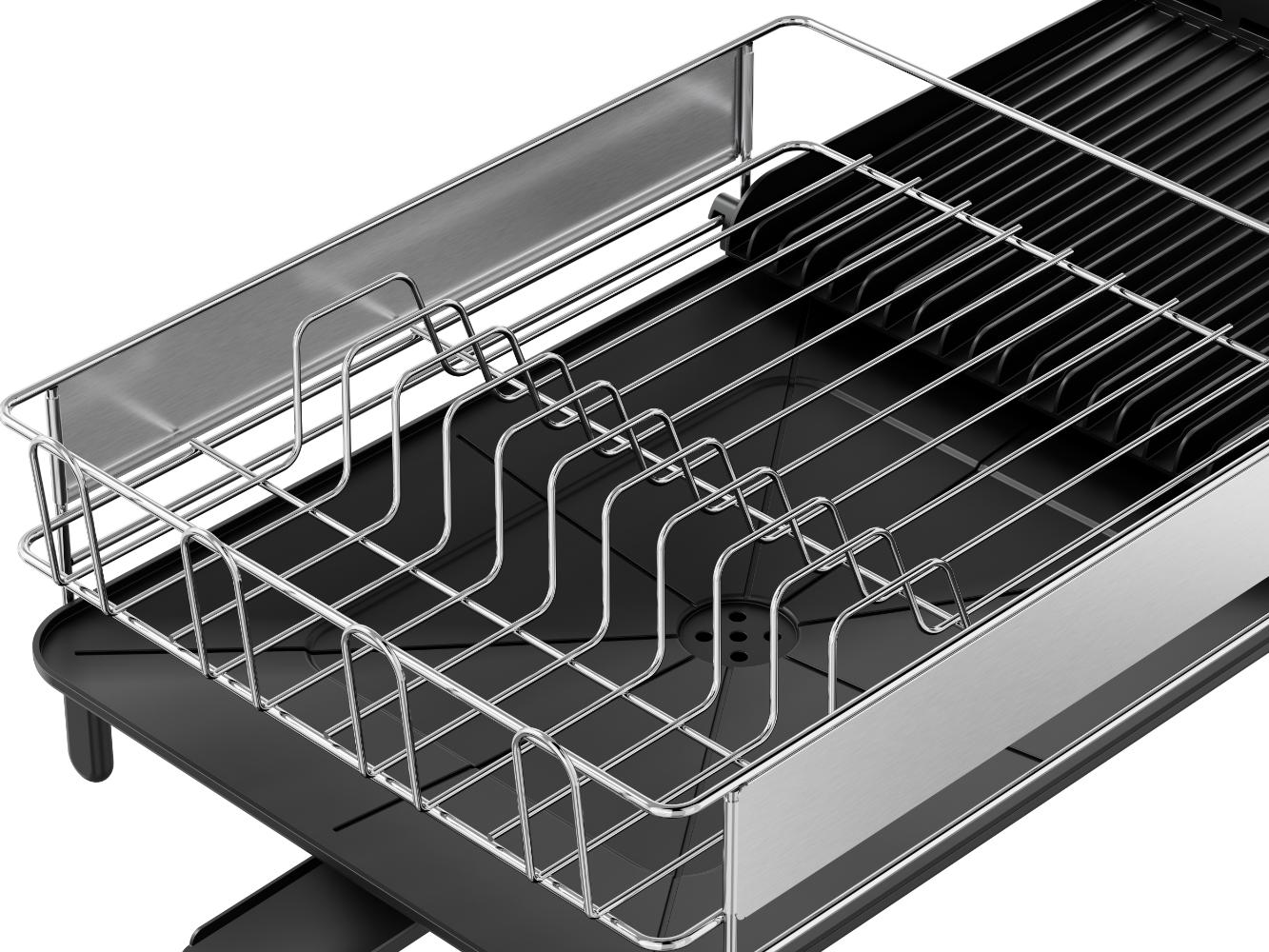 Escurridor De Platos Expandible Hogaria, Negro y Gris, en acero inoxidable