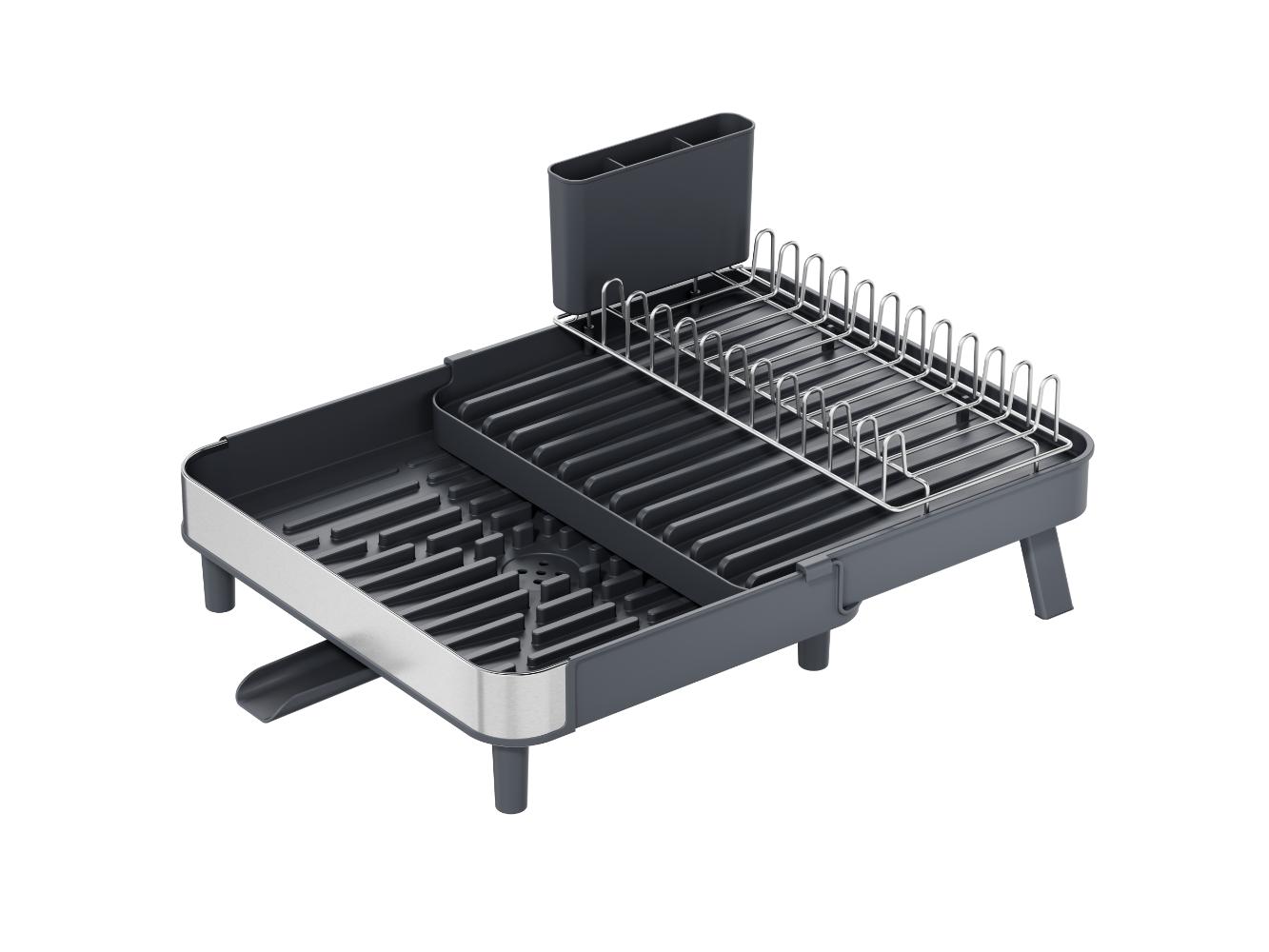 Escurridor De Platos Brillora, Gris Oscuro, Metalico Cromado Expandible
