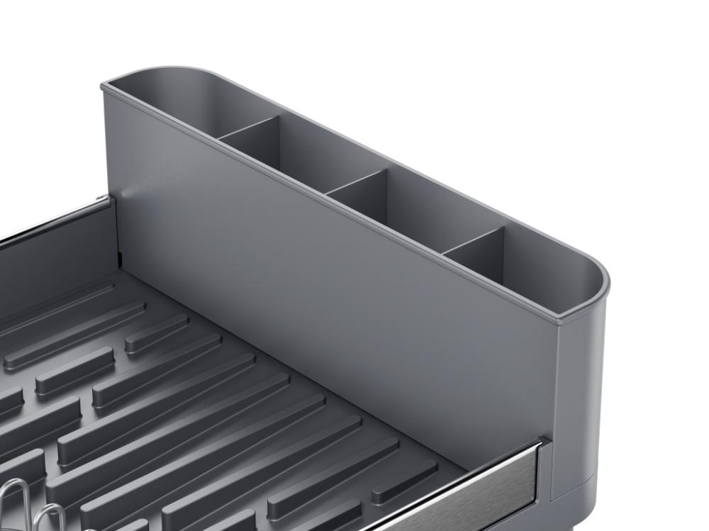 Escurridor De Platos Pureza, Gris Mate, en Acero inoxidable y Plastico