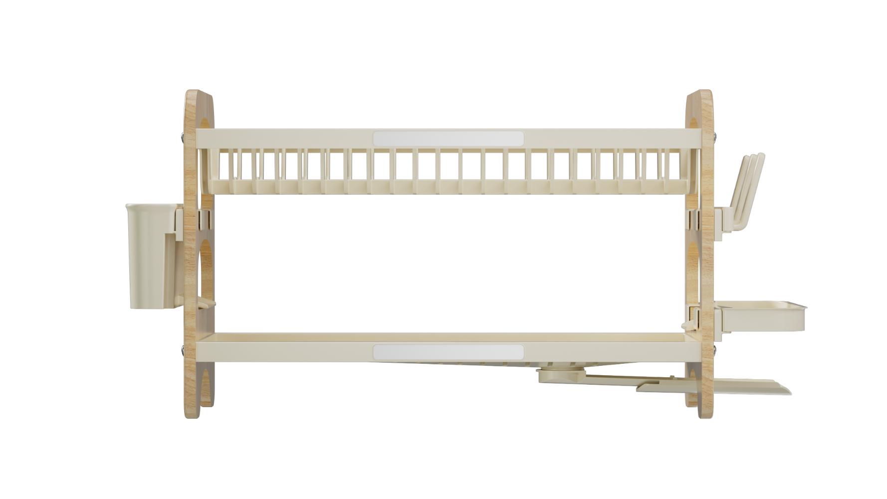 Escurridor De Platos Escurora, Madera y Beige, de 2 niveles