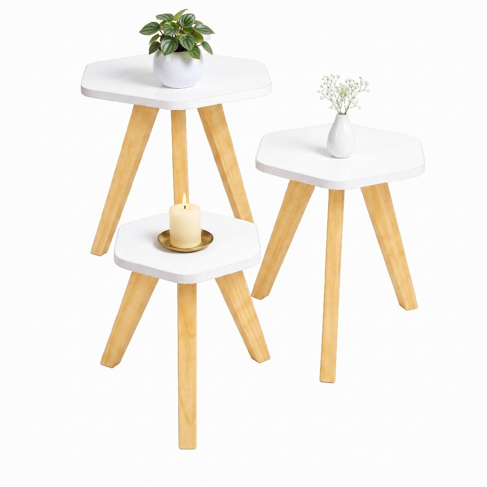 Mesa Auxiliar Nórdica Hexagonal - Set x 3