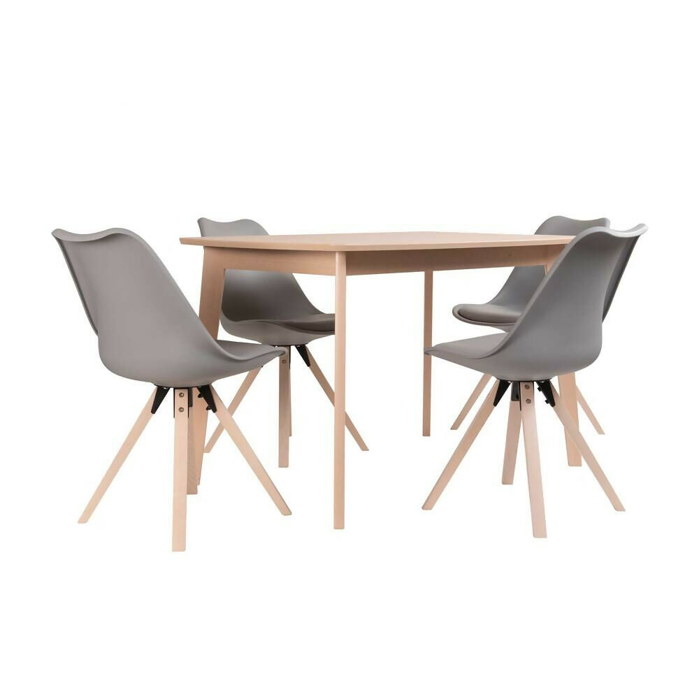 Juego de comedor 4 puestos Blanco Gris Fiotti Esikol