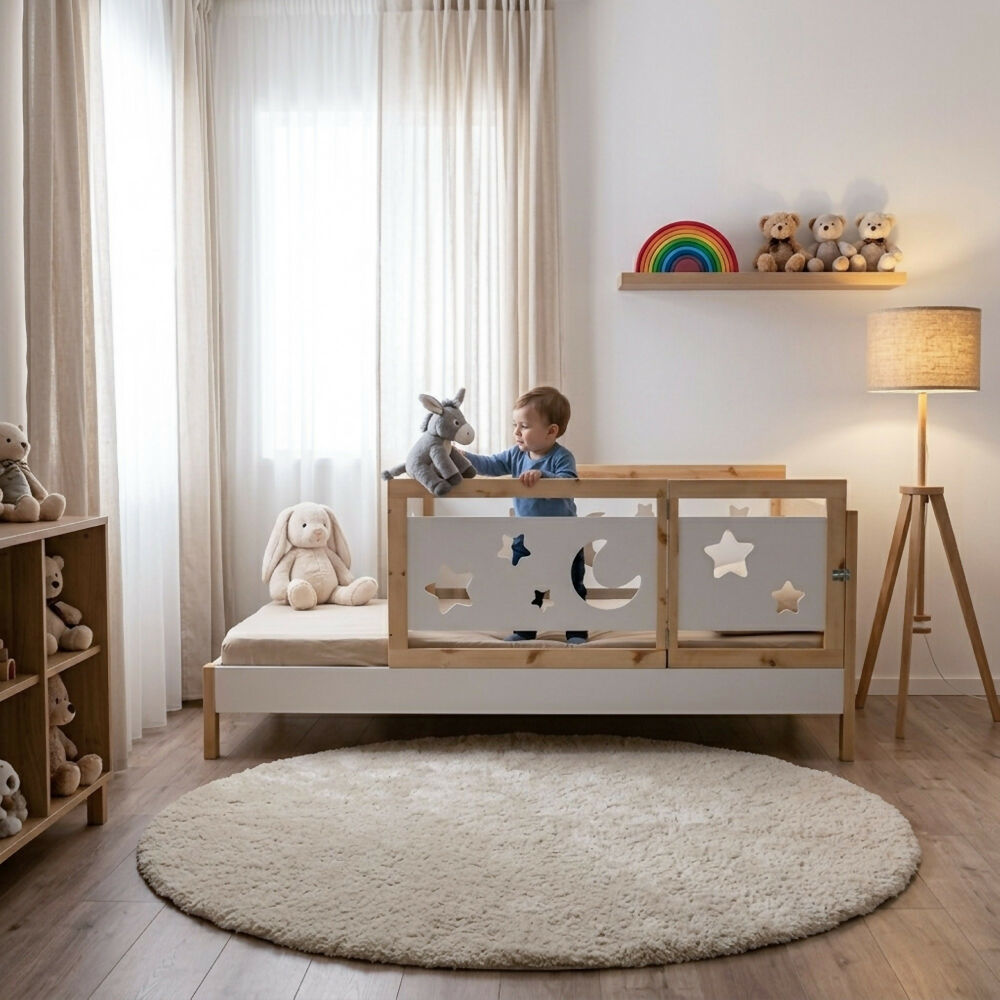 Cama Cuna Nara 106x202x87 Infantil Blanco Natural