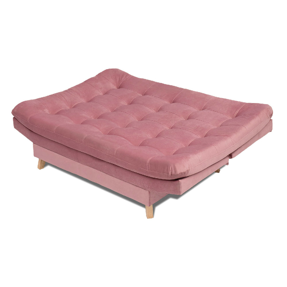 Sofá Cama Valencia Rosa + Puff