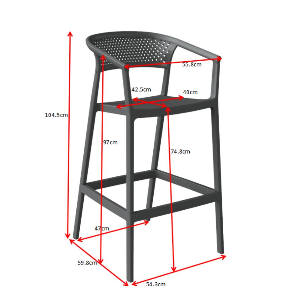 Silla para Bar Salvador, Taupe, Con espaldar en malla y diseño Moderno X2