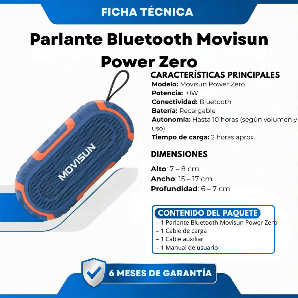 Parlante Bluetooth Movisun Power Zero Con Bajos Profundos