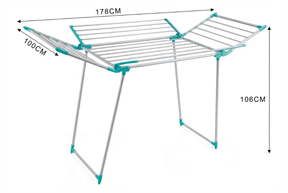 Tendedero de Piso Drymax, Gris y Azul, Plegable y Extendible