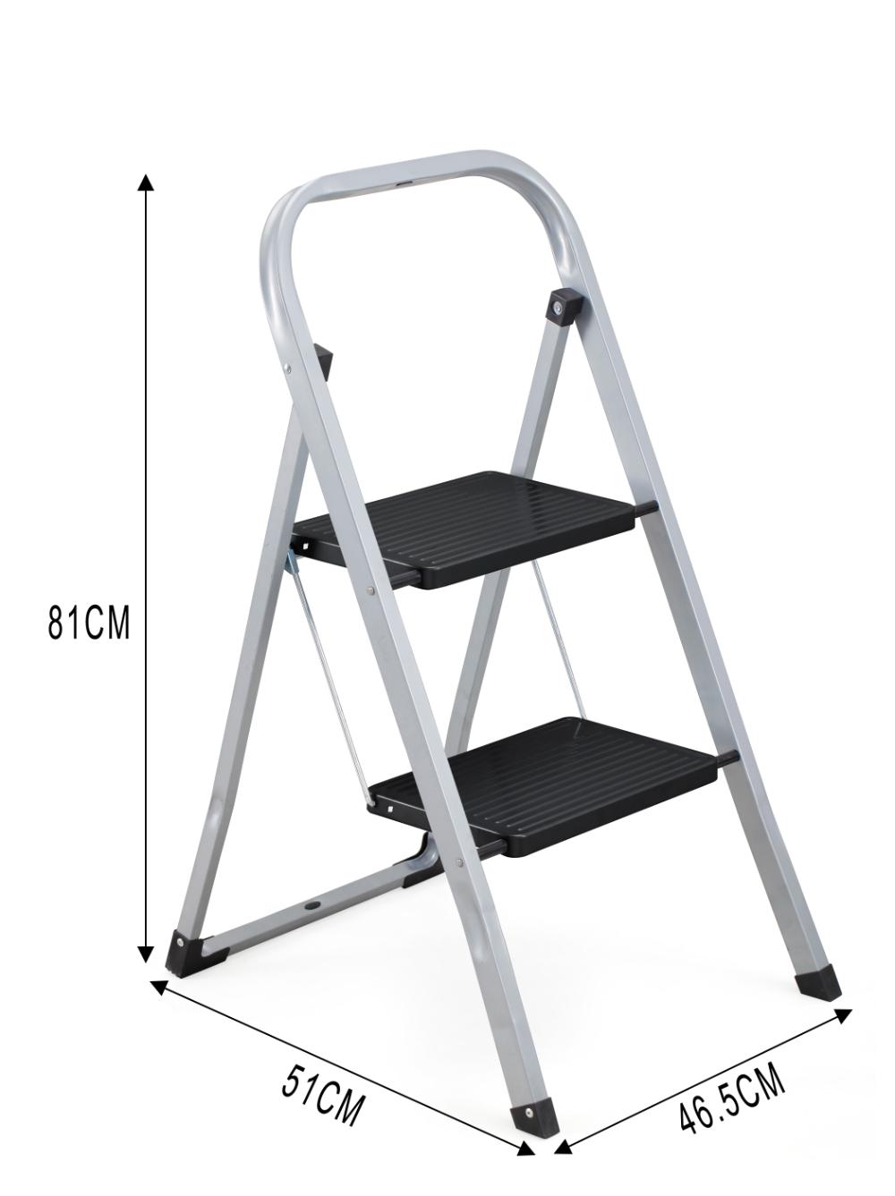 Escalera Tubular Trébol, Gris y Negro, Plagable de 2 Niveles