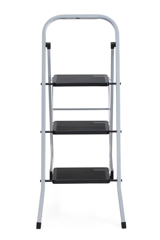 Escalera Tubular Luminas, Gris y Negro, Plagable de 3 Niveles